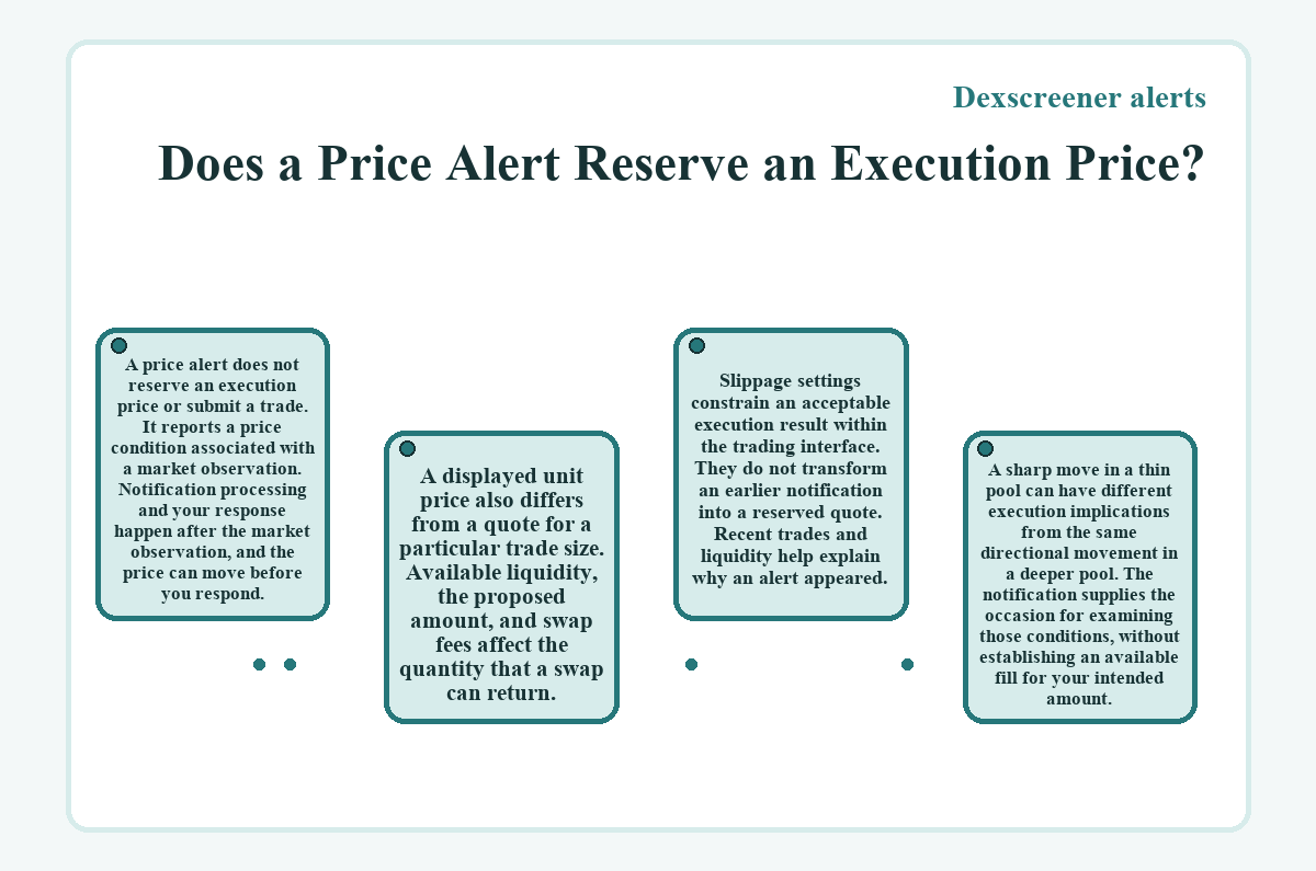 Illustration: Dexscreener alerts - Does a Price Alert Reserve an Execution Price?