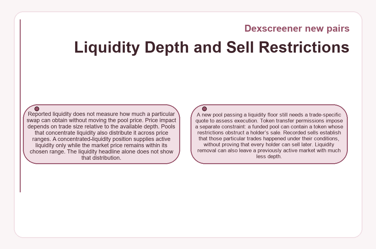 Graphic: Dexscreener new pairs: Liquidity Depth and Sell Restrictions
